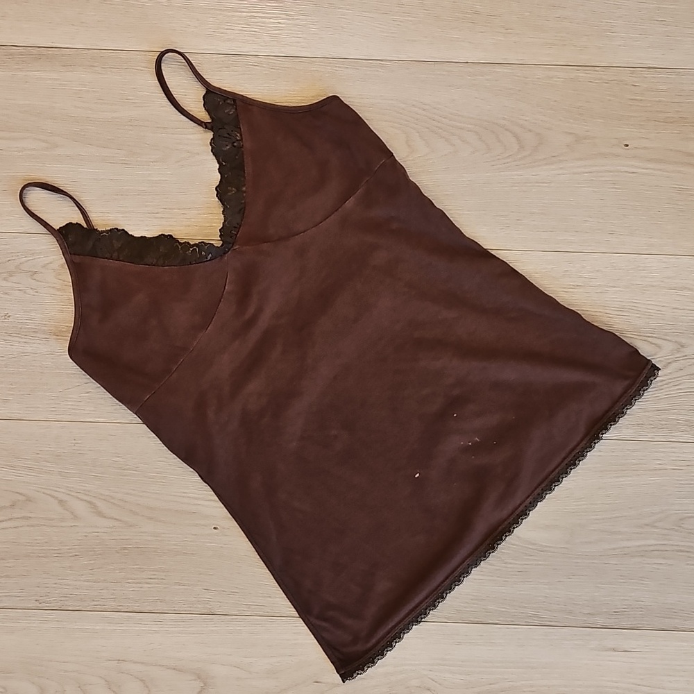 No Boundaries Y2K Baby Doll Lact Trim Spaghetti Strap Tank Top Jr Medium